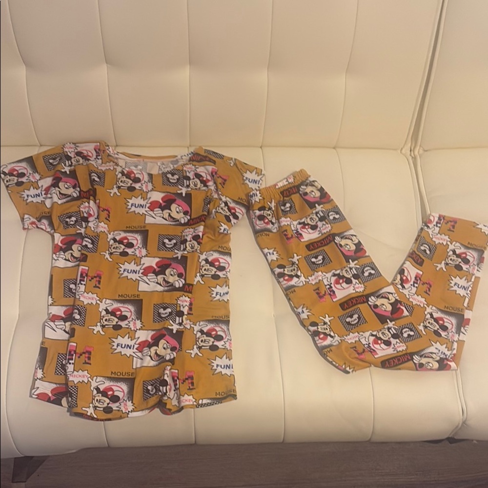 Kids Mickey Mouse Pajamas - Fun Yellow and Black, Kids Size 7-8